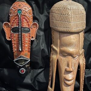Masks tribal Jamaican 8and11" boho accents vintage Y2K safari